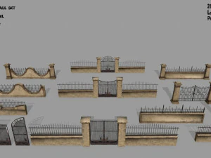 muur set 3D Model