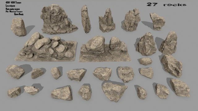 rocks set 3D Model .c4d .max .obj .3ds .fbx .stl .blend