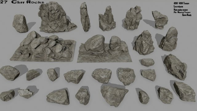 rocks set 3D मॉडल .c4d .max .obj .3ds .fbx .stl .blend 