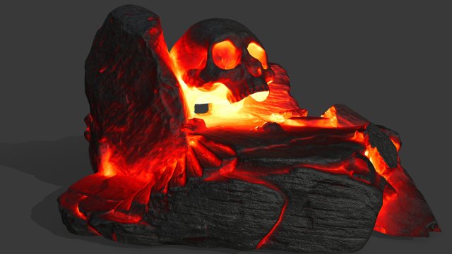 fire skull cave 3D Model .c4d .max .obj .3ds .fbx .stl .blend