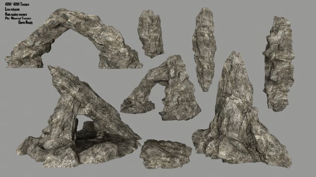 rock set 3D 模型 .c4d .max .obj .3ds .fbx .stl .blend 