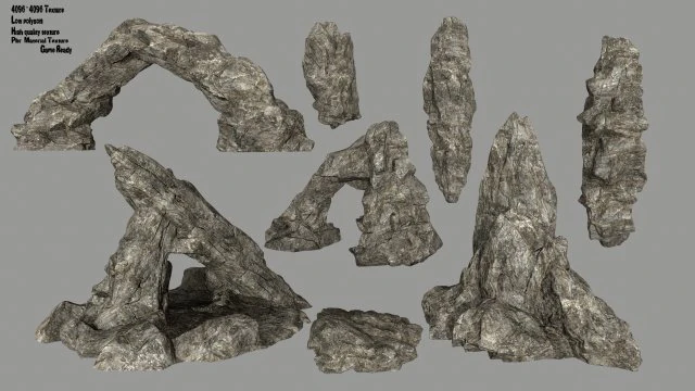 rock set 3D Model .c4d .max .obj .3ds .fbx .stl .blend