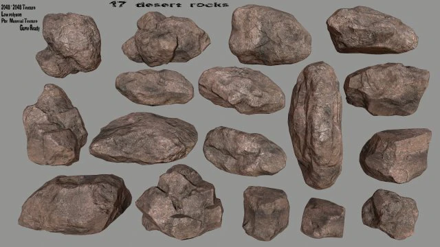 desert rocks 3D Model .c4d .max .obj .3ds .fbx .stl .blend