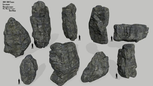 cliff rock set Model 3D .c4d .max .obj .3ds .fbx .stl .blend