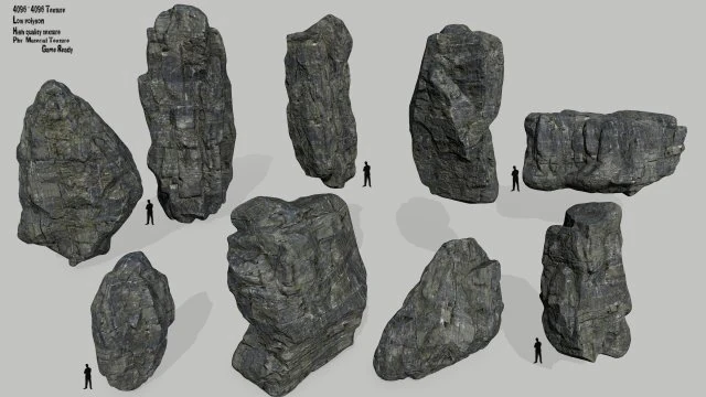 cliff rock set 3D Model .c4d .max .obj .3ds .fbx .stl .blend 