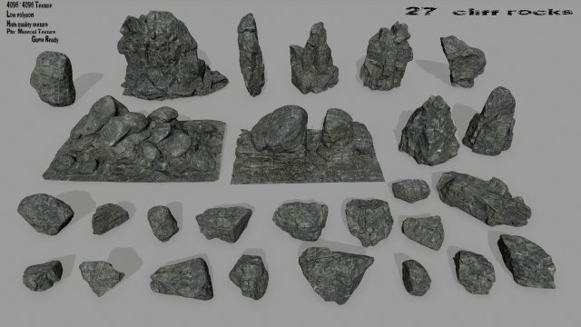 cliff rock set Model 3D .c4d .max .obj .3ds .fbx .stl .blend 