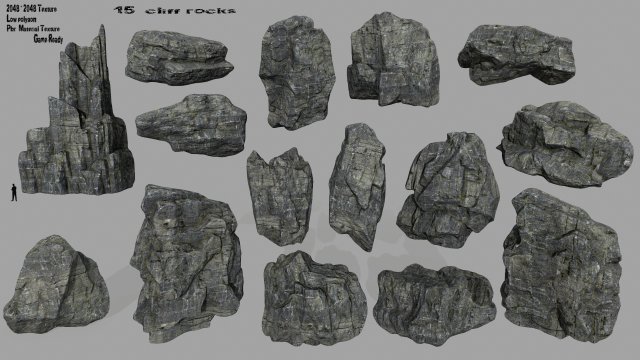 cliff rocks Model 3D .c4d .max .obj .3ds .fbx .stl .blend 