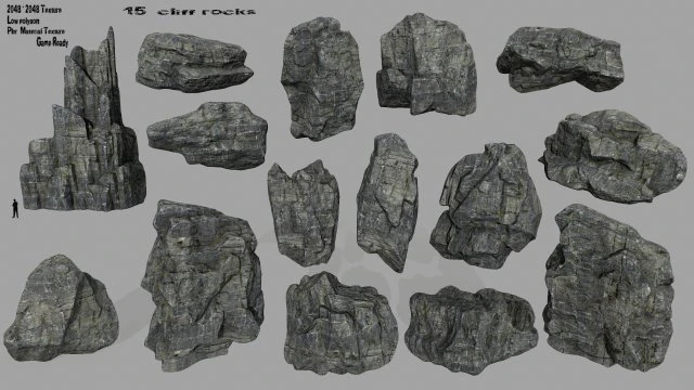 cliff rocks 3D Model .c4d .max .obj .3ds .fbx .stl .blend 
