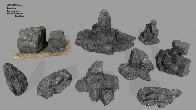 rocks 3D Модель .c4d .max .obj .3ds .fbx .stl .blend