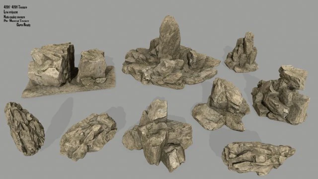 desert rocks 3D Model .c4d .max .obj .3ds .fbx .stl .blend 