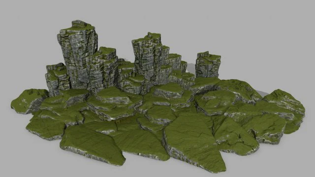 mossy rocks 3D Model .c4d .max .obj .3ds .fbx .stl .blend 