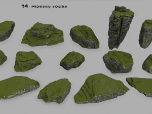 mossy rocks 3D Model