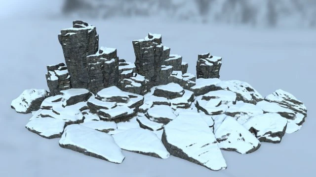 snow rocks 3D Model .c4d .max .obj .3ds .fbx .stl .blend 