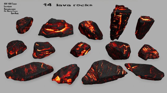 lava rocks 3D Model .c4d .max .obj .3ds .fbx .stl .blend 