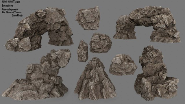 desert rock 3D Модель .c4d .max .obj .3ds .fbx .stl .blend 