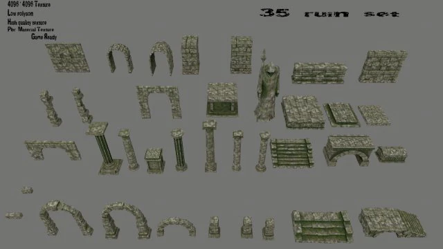 ruin set 3D Model .c4d .max .obj .3ds .fbx .stl .blend 