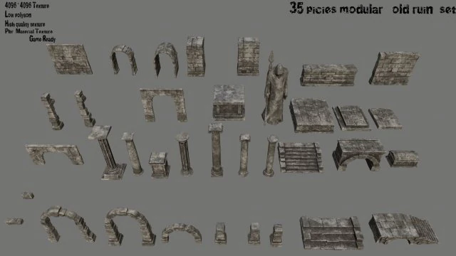 old ruins 3D Model .c4d .max .obj .3ds .fbx .stl .blend 