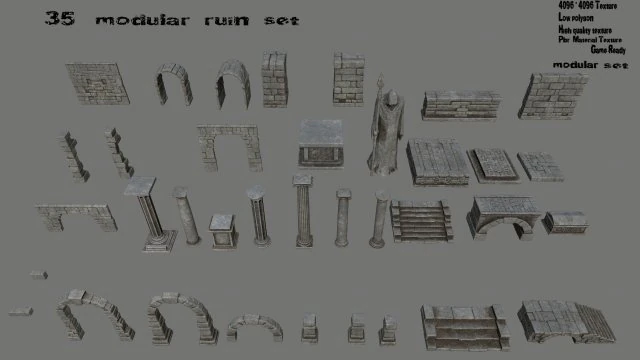 old ruin 3D Model .c4d .max .obj .3ds .fbx .stl .blend 