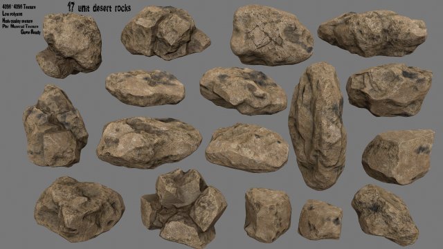 desert rocks 3D Model .c4d .max .obj .3ds .fbx .stl .blend