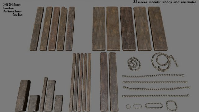 woods and ropes 3D Model .c4d .max .obj .3ds .fbx .stl .blend