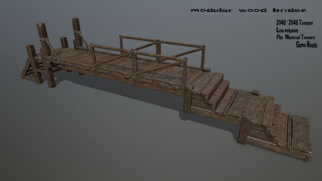 wood bridge 3D Model .c4d .max .obj .3ds .fbx .stl .blend 