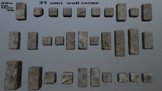 wall stone 3Dモデル .c4d .max .obj .3ds .fbx .stl .blend