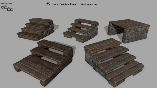 stair set Modelo 3D .c4d .max .obj .3ds .fbx .stl .blend 