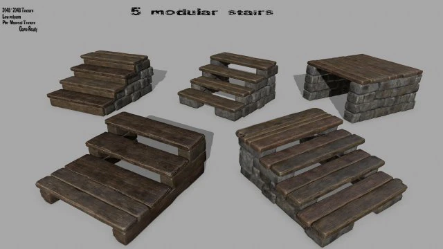 stair set 3D Model .c4d .max .obj .3ds .fbx .stl .blend 