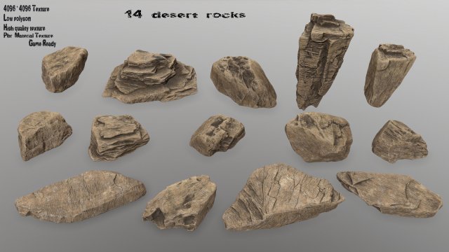 desert rocks 3D Model .c4d .max .obj .3ds .fbx .stl .blend 