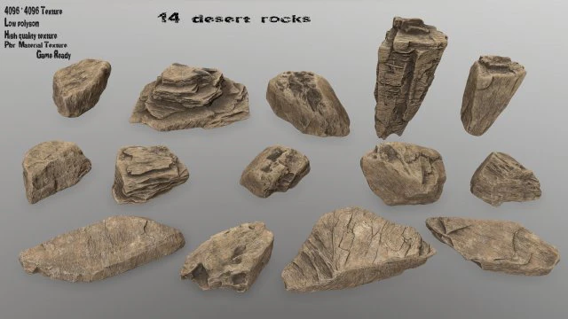 desert rocks 3D Model .c4d .max .obj .3ds .fbx .stl .blend
