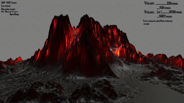 volcano 3D Model .c4d .max .obj .3ds .fbx .stl .blend 