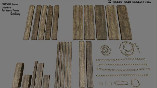 woods and ropes 3D Model .c4d .max .obj .3ds .fbx .stl .blend 