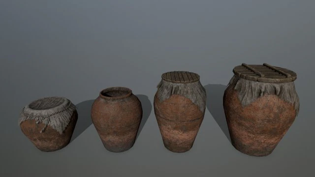old vase set 3D Model .c4d .max .obj .3ds .fbx .stl .blend