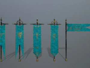 set di bandiere Modello 3D