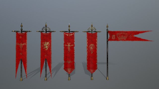 flag set 3D Model .c4d .max .obj .3ds .fbx .stl .blend 