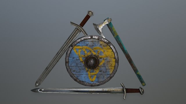 viking set 3D Model .c4d .max .obj .3ds .fbx .stl .blend 