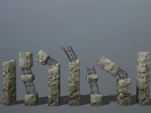 viejo poste de concreto Modelo 3D