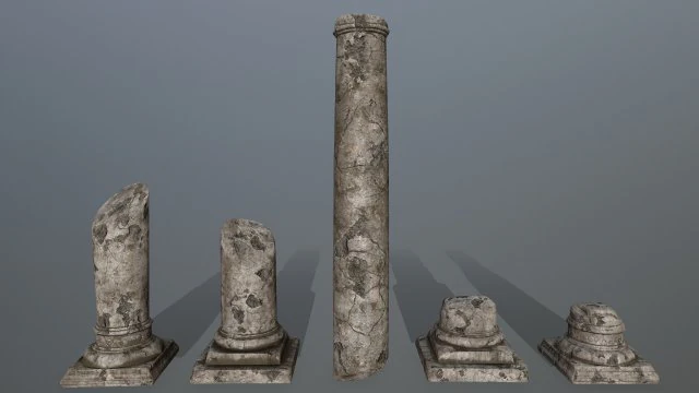 broken column 3D Model .c4d .max .obj .3ds .fbx .stl .blend 