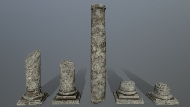 broken column 3D Model .c4d .max .obj .3ds .fbx .stl .blend 