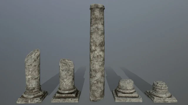 broken column 3D Model .c4d .max .obj .3ds .fbx .stl .blend 