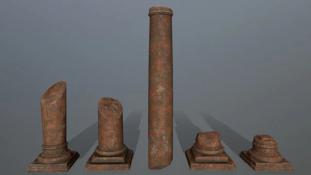 broken column 3D Model .c4d .max .obj .3ds .fbx .stl .blend 