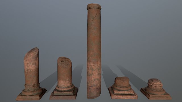 broken column 3D Model .c4d .max .obj .3ds .fbx .stl .blend 