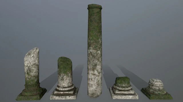 broken pillar 3D Model .c4d .max .obj .3ds .fbx .stl .blend 