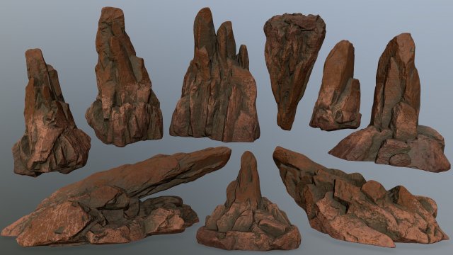 desert rocks Model 3D .c4d .max .obj .3ds .fbx .stl .blend 