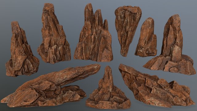 desert rocks 3D Model .c4d .max .obj .3ds .fbx .stl .blend 