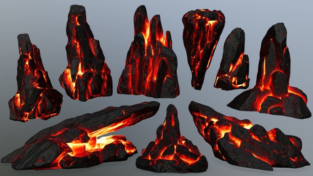 lava rocks 3D Model .c4d .max .obj .3ds .fbx .stl .blend 