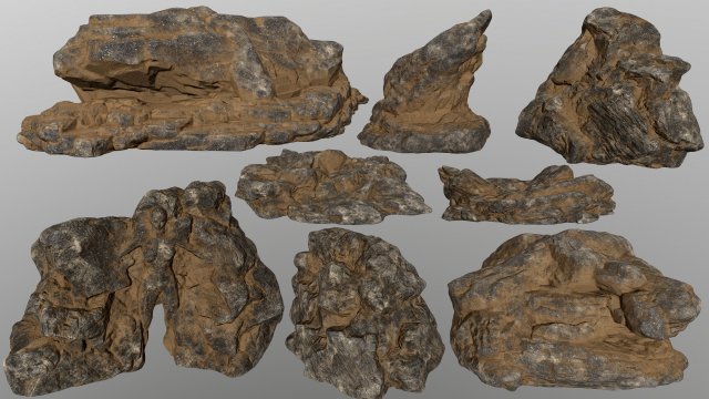 desert rocks 3D Model .c4d .max .obj .3ds .fbx .stl .blend