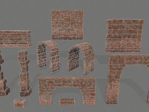 old ruin set 3D Model