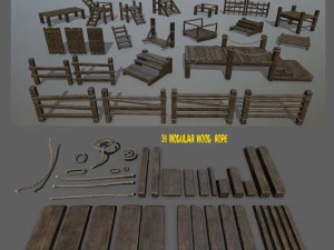 森とロープ 3Dモデル