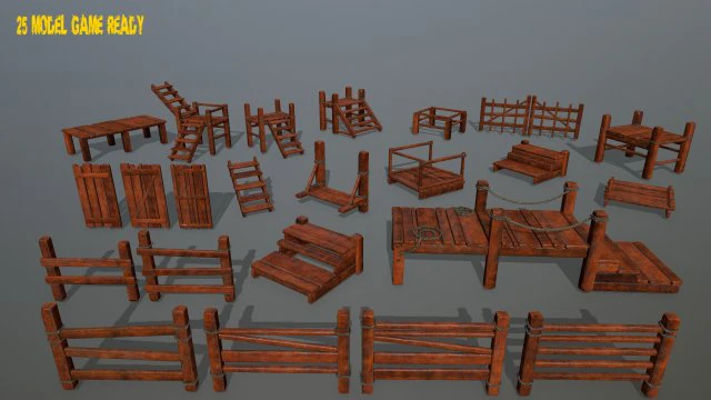 woodandropeset 3D Model .c4d .max .obj .3ds .fbx .stl .blend